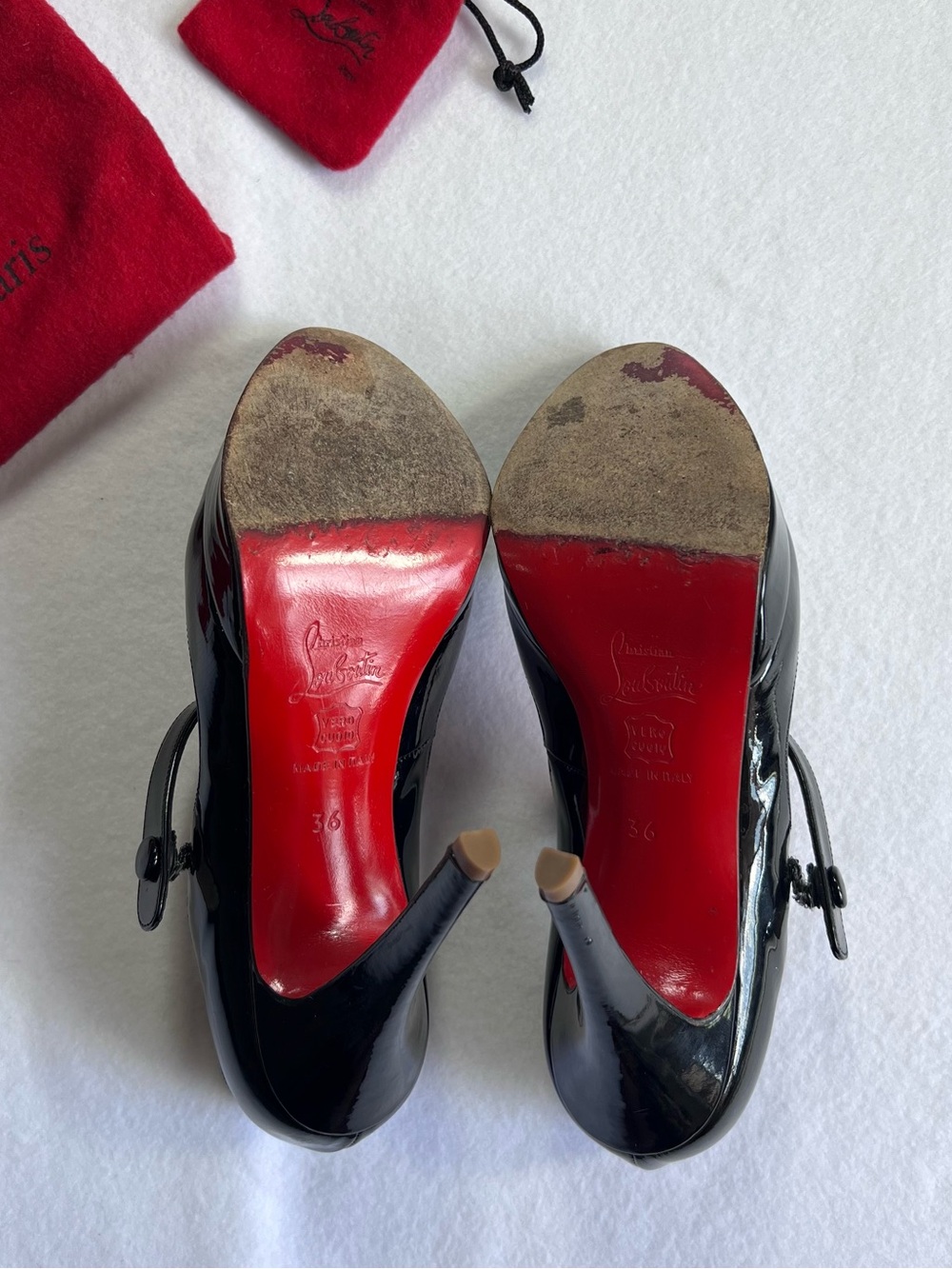 Christian Louboutin Black Patent Mary Jane Peep-Toe Platform Pumps - Picture 4 of 7
